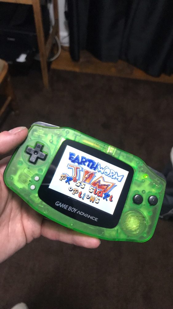Transparent Green Gameboy Advance with backlit IPS screen.